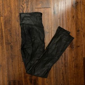 Spanx black faux leather leggings medium